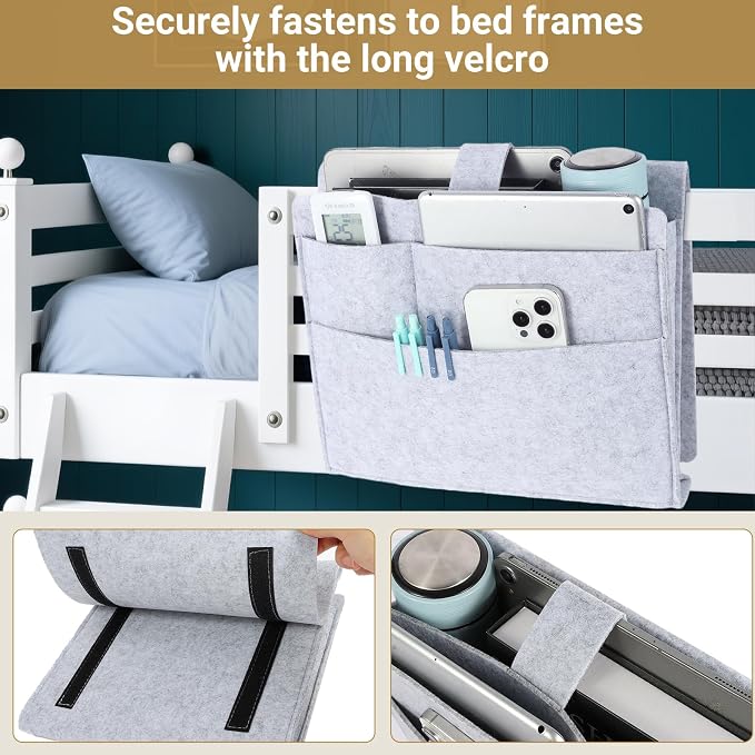 Seefoo Bed Caddy Organizer, Bunk Bed Shelf Caddy - Image 5