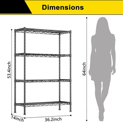 GIOTORENT 4-Wire Garage Shelving Storage Shelves, Metal Shelf Organizer 1400Lbs - Image 2