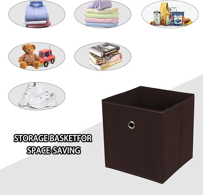 Foldable Storage Cubes Bins, 11 Inch Cloth Storage Cube Fabric Storage Box - Image 3