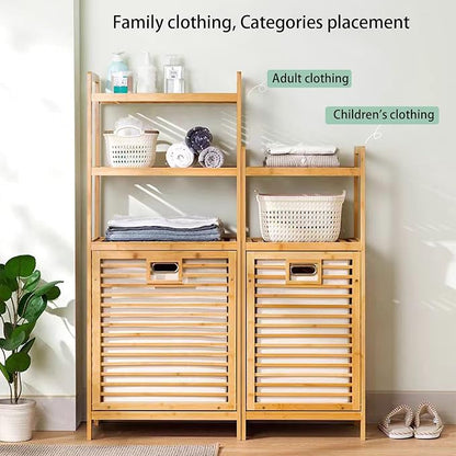 Laundry Hamper with 2-Tier Shelves & Tilt Out Basket, Laundry Baskets Organizer - Image 7