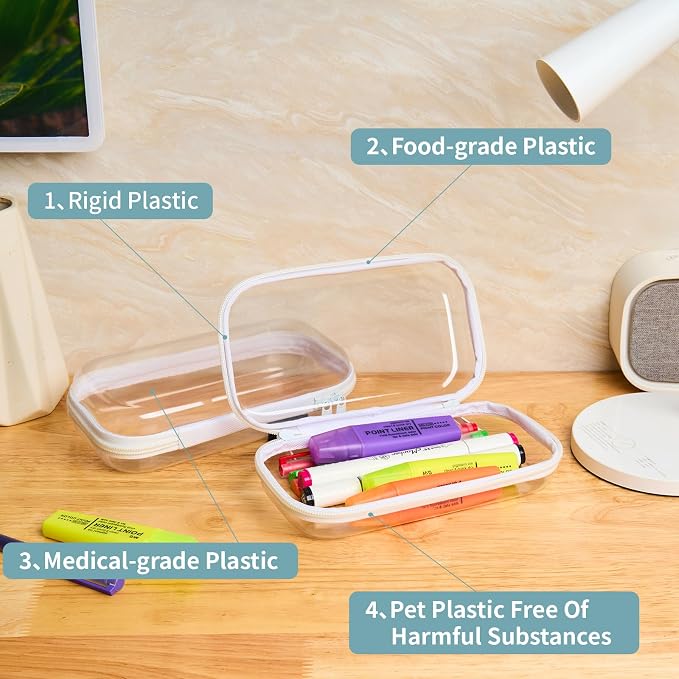 Set of 2 - Hard Sided Clear Zipper Case - Image 3