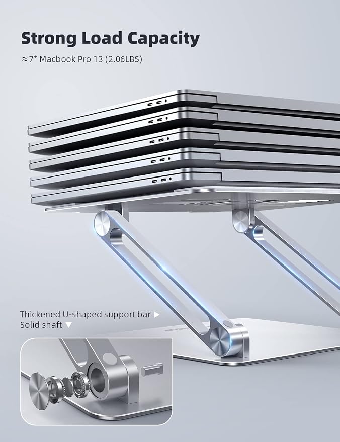 Lamicall Adjustable Laptop Stand, Portable Laptop Riser, Aluminum Laptop Stand - Image 5