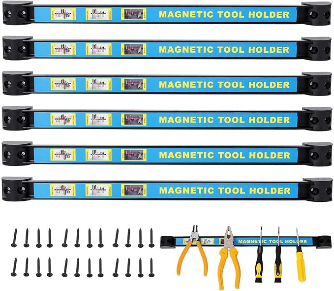 Magnetic Tool Holder 6 Pack, Wall Mounted Metal Tool Organizer Rack by SRECELL
