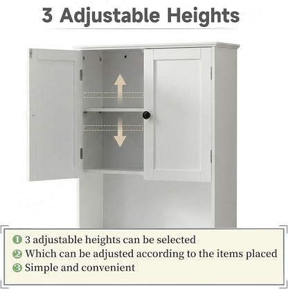 Bathroom Wall Cabinet, Over Toilet Storage Hanging Cabinet Adjustable Shelves - Image 5