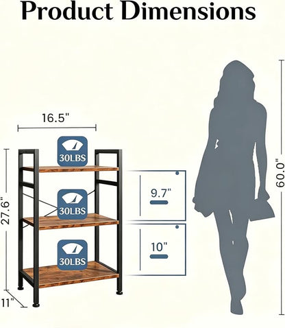 HealSmart 3 Tier Bookshelf, Free Standing Book Shelf Home Office Bookcase Shelf - Image 3