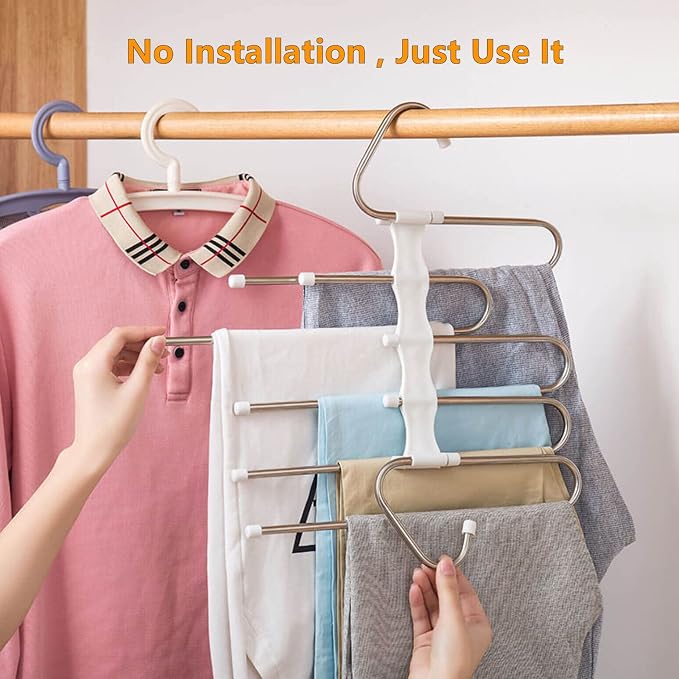 Kalimdor Pants Hangers 2 Pack Space Saving Metal Closet Organizer, Clothes - Image 5
