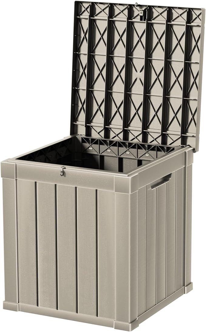 50 Gallon Deck Box, Resin Outdoor Indoor Waterproof Storage Box, Lockable - Image 4