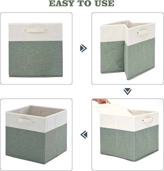 FinishingBo 13x13x13 Storage Cube Bins 4 Pack, Cube Shelf Baskets | Foldable - Image 5