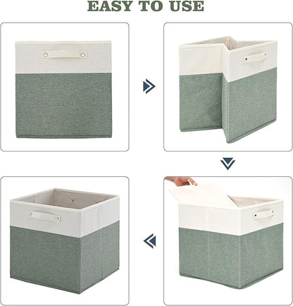 FinishingBo 13x13x13 Storage Cube Bins 4 Pack, Cube Shelf Baskets | Foldable - Image 5