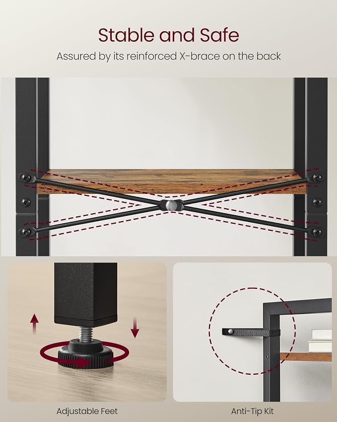 VASAGLE 4-Tier Bookshelf, Bookcase - Image 5