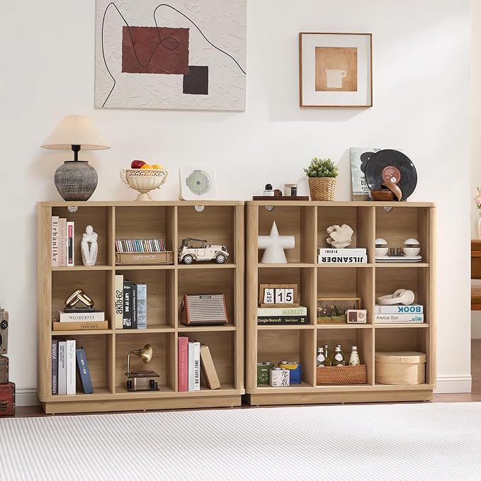 9 Cube Storage Book Shelf, Floor Standing 3-Tier Wood Cubby Bookcase - Image 7