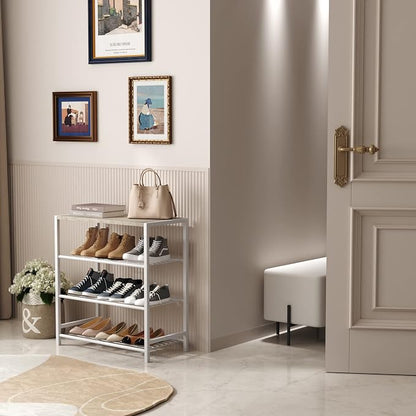 HOMEFORT 4-Tier Shoe Rack, Modern Industrial Shoe Storage Tower, Narrow Shoe - Image 4