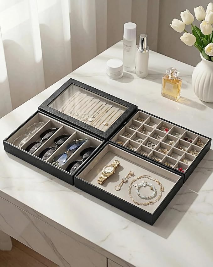 4-Layer Stackable Jewelry Organizer Trays - Image 3