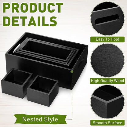 Set of 6 Wood Storage Boxes - Image 4