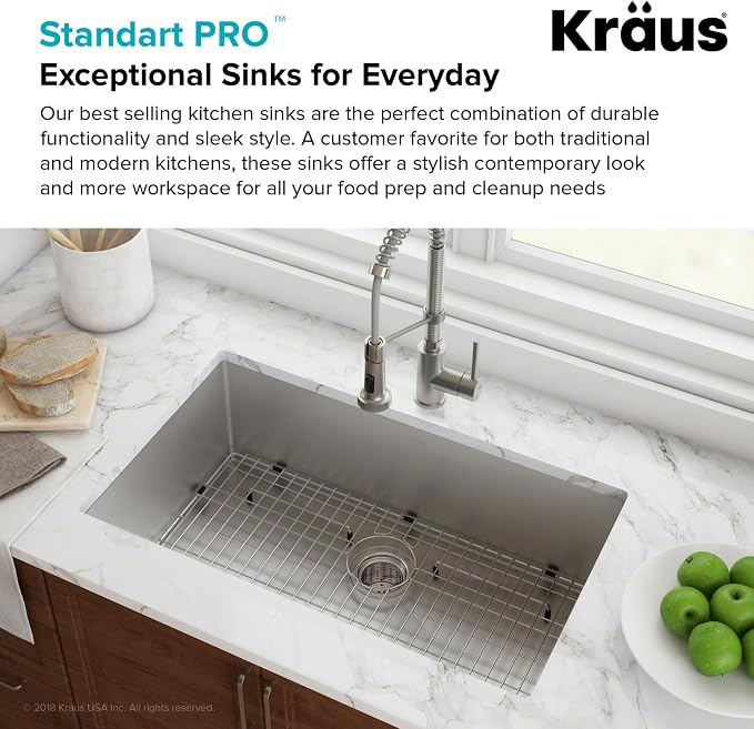 KRAUS Standart PRO 26-inch 16 Gauge Undermount Single Bowl Stainless Steel - Image 4
