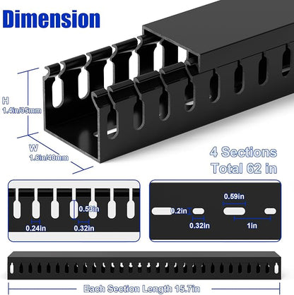 63in Professional Server Rack Cable Management Raceway, H1.4 x W1.6in Cable - Image 2