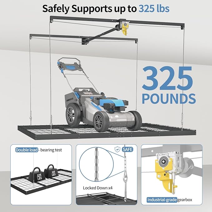 Overhead Garage Storage Rack – 4x8 FT Garage Ceiling Storage Racks - Image 4