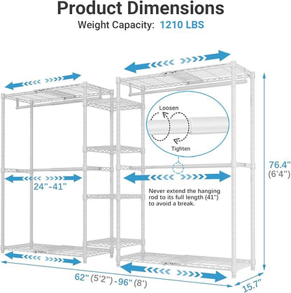 VIPEK X3 Expandable Heavy Duty Clothes Rack Adjustable from 5'2" to 8' - Image 5