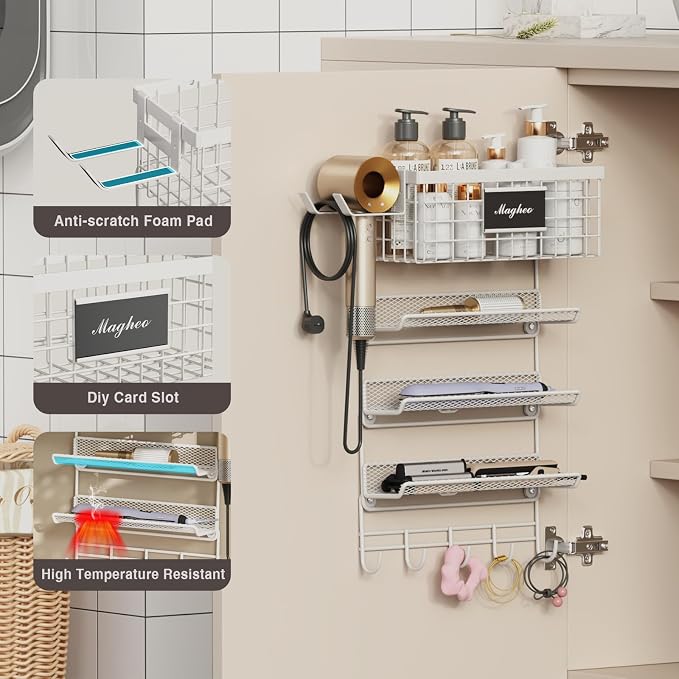Hair Dryer Holder Wall Mounted, Adheisve Hair Styling Tool Organizer - Image 2
