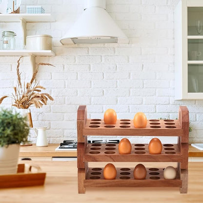 Patelai Wooden Egg Holder Countertop Egg Storage Trays Stackable - Image 6