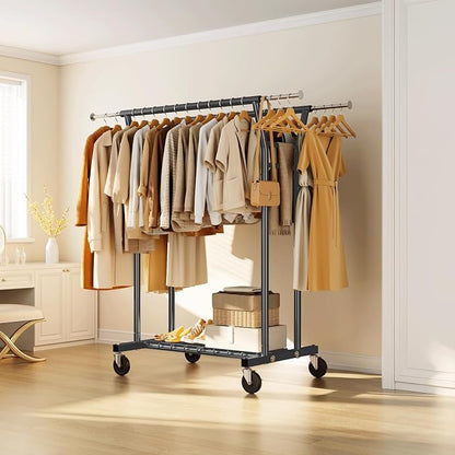 HYSEYY Heavy Duty Clothes Rack, Rolling Clothing Rack - Image 8