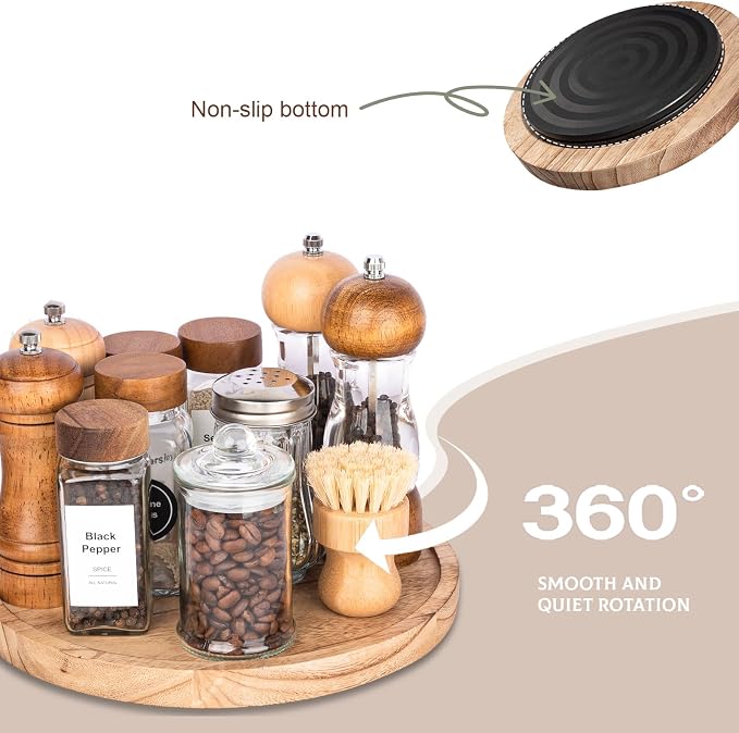 Wood Lazy Susan Organizer Kitchen Turntable - Image 4
