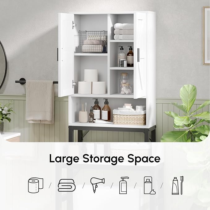 White Over The Toilet Storage Cabinet - Image 6