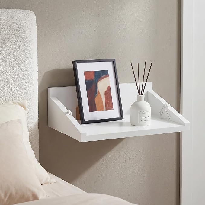 SUMGAR Floating Nightstand White Modern Bedside Table Organiser Fully Assembled - Image 2