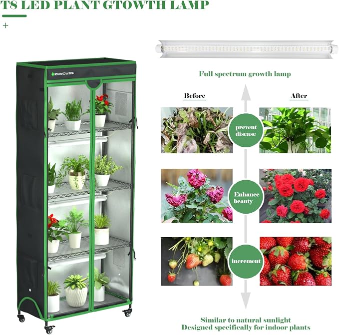 Indoor Greenhouse with Grow Light, Mini Greenhouse with Cover | 5-Tier Plant - Image 4