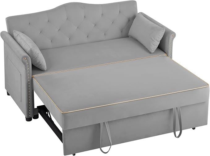 hansones 65'' 3-in-1 Folding Sofa Bed – Queen Size Pullout, Modern Chenille - Image 6