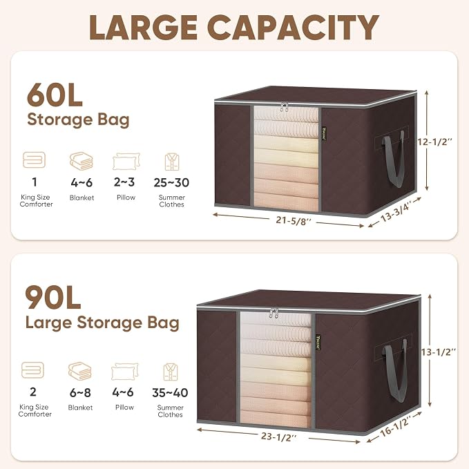 BALEINE 2 Pack Clothes Storage Bags, 16 Gallon Storage Containers - Image 6