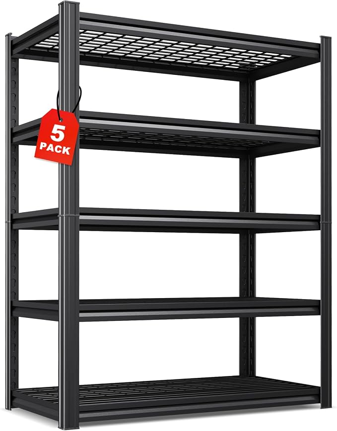 Set of 5-71"H Garage Shelving-3000LBS 5 Tier Storage Shelves, Adjustable Heavy by CreatingaComfortableLiving