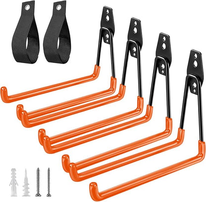 Heavy Duty Garage Hooks 4 Pack, 7.7 inch U Shaped Long Hanger, by HUPBIPY