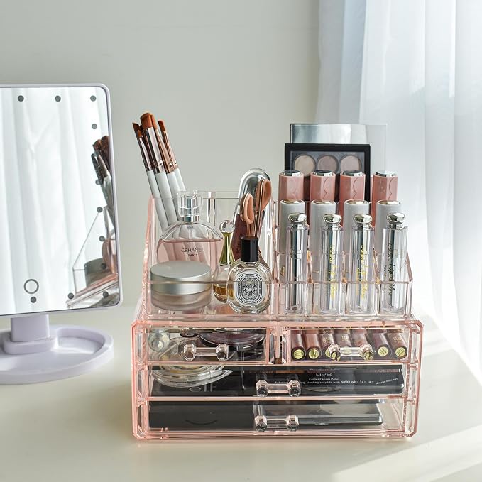 Ikee Design Pink Jewelry & Cosmetic Storage Display Boxes Two Pieces Set - Image 8