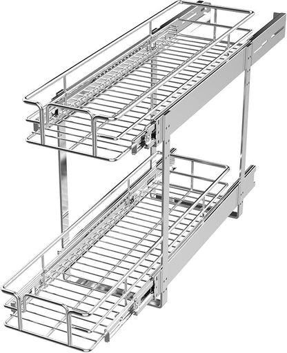 LOVMOR 2 Tier Individual Pull Out Cabinet Organizer 7.5" W x 21.5" D, Slide Out by LOVMOR