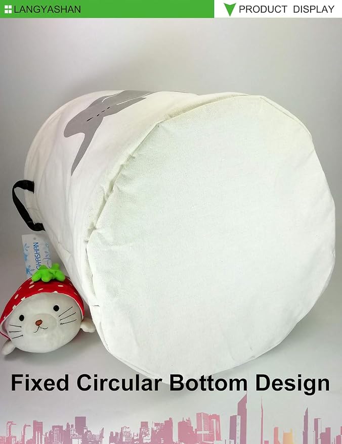 LANGYASHAN Laundry Basket Canvas Fabric Collapsible Organizer Basket - Image 5