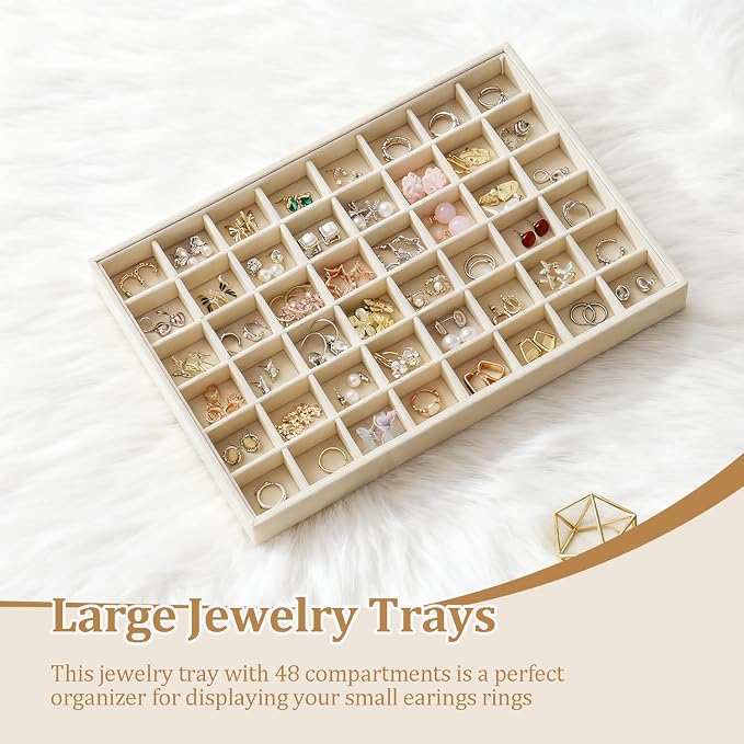 Large Jewelry Organizer for Drawer Insert Velvet Stackable Jewelry Trays for - Image 2