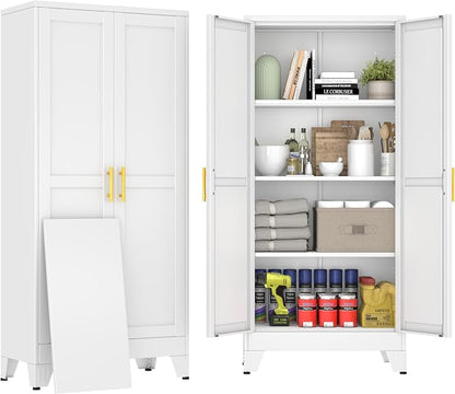 61" White Metal Storage Cabinet by BAOLIWO