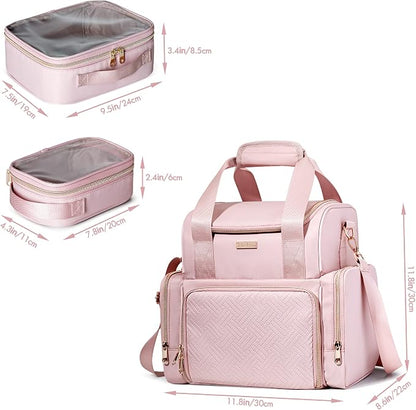 Large Makeup Cosmetic Bag with 3 Removable Case, Double Layer Travel Makeup - Image 5