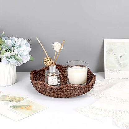 Hipiwe Decorative Key Bowl 8.5" Round Basket Bowl Handwoven Rattan Basket | - Image 7