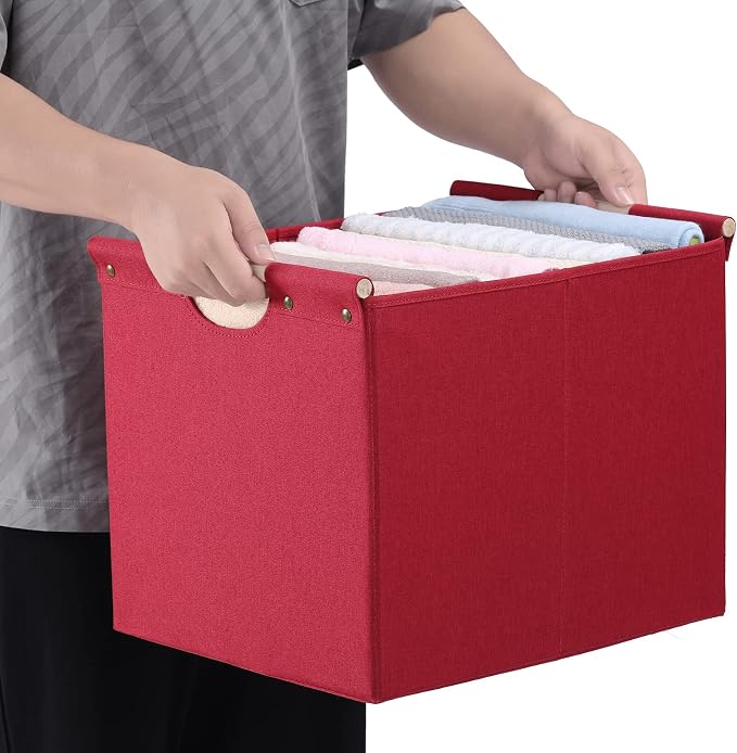 HOONEX Large Collapsible Storage Bins, Linen Fabric, Storage Baskets - Image 6