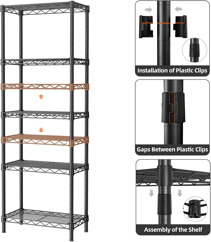 Small 5 tire Shelves Storage Wire Shelving Unit Metal Shelf Adjustable - Image 7