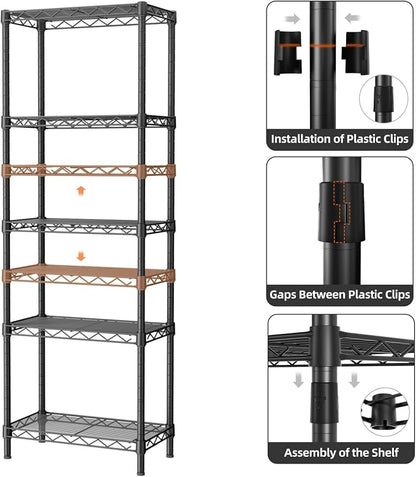 Small 5 tire Shelves Storage Wire Shelving Unit Metal Shelf Adjustable - Image 7