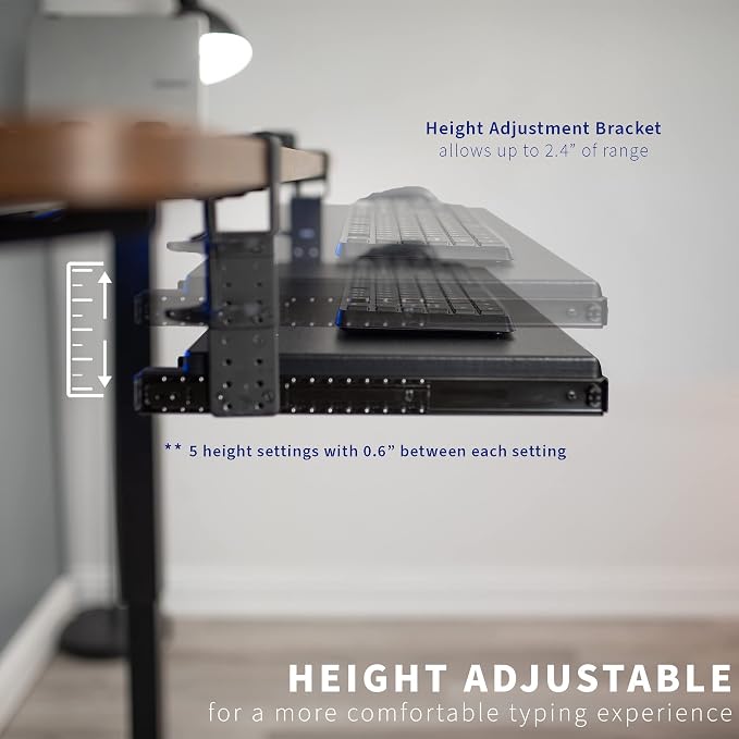 VIVO Large Clamp-on Height Adjustable Keyboard Tray, Pull Out Platform - Image 4