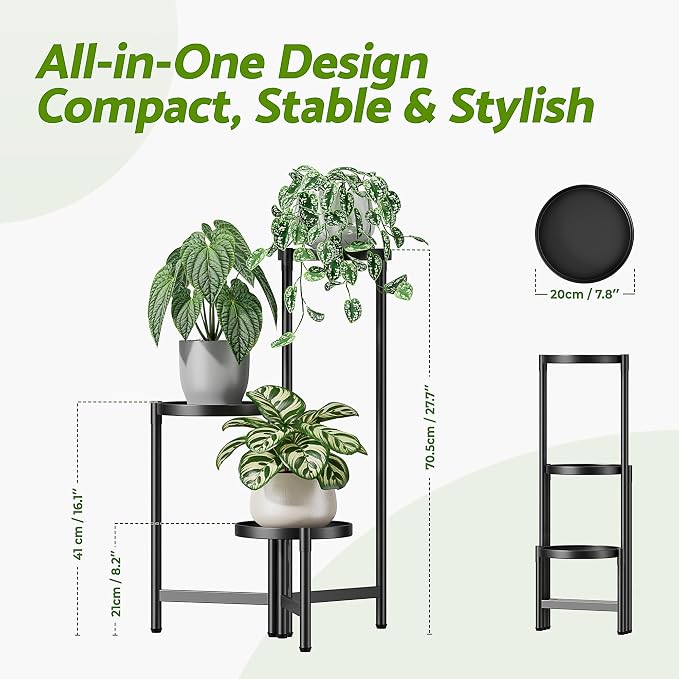 3 Tiered Plant Stand Indoor for Multiple Large Planter, Tall Heavy Duty - Image 3