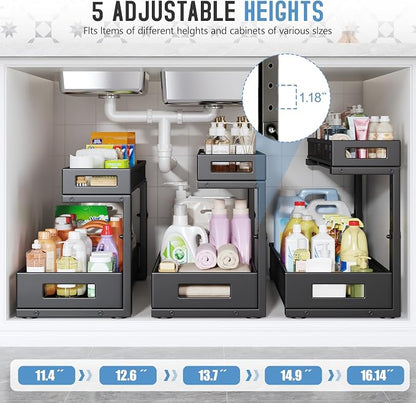 2 Pack 19IN Depth Under Sink Storage Organizer, Large 2-Tier Elegant Mesh Pull - Image 4