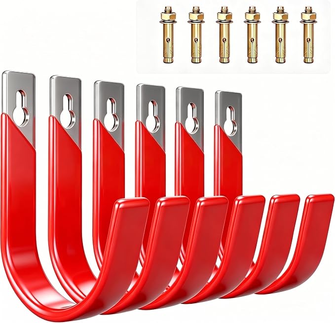 6 Pack Metal Garage Hooks, Heavy Duty Hose Hanger Wall Mounted Utility Storage by Unknown
