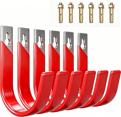 6 Pack Metal Garage Hooks, Heavy Duty Hose Hanger Wall Mounted Utility Storage by Unknown