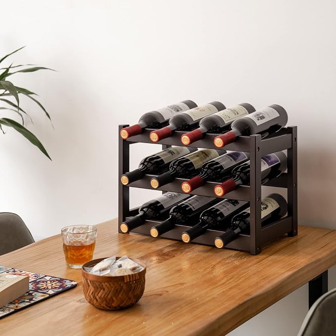 VASMIA Bamboo Wine Rack, Sturdy and Durable Wine Storage Cabinet Shelf - Image 3