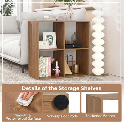 POWERSTONE 4 Cube Storage Organizer Set of 2, 2 Tier Cubby Bookshelf - Image 5